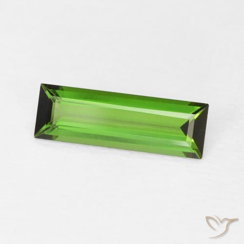 0.86 ct Green Tourmaline Stone, Natural Tourmaline in Baguette Facet Shape for Sale