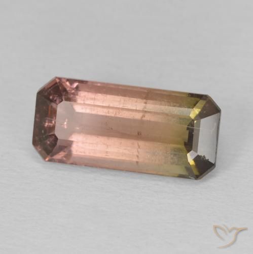 3.60 ct Bi-color Tourmaline Stone, Natural Tourmaline in Octagon Step Cut Shape for Sale