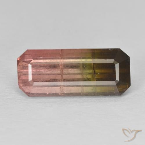 7.99ct Natural Bi-color Tourmaline, Emerald Cut, SI