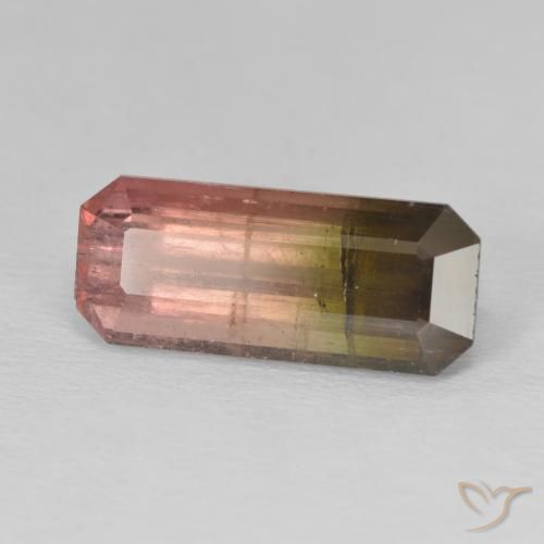 7.99 ct Bi-color Tourmaline Stone, Natural Tourmaline in Octagon Step Cut Shape for Sale