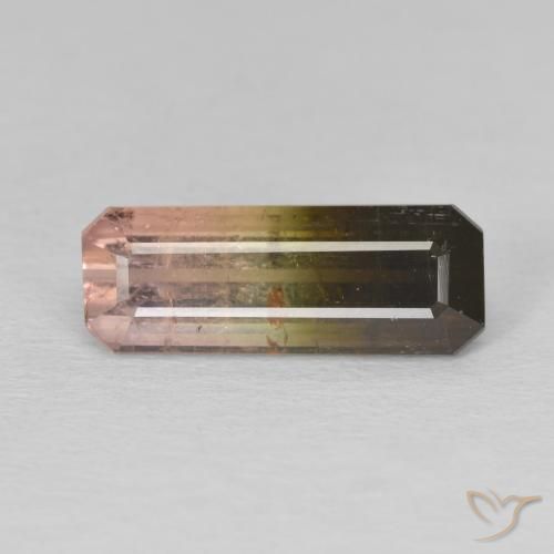 3.78 ct Bi-color Tourmaline Gemstone, Tourmaline Gem in Octagon Step Cut Shape for Sale.