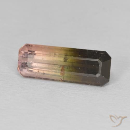 3.78 ct Bi-color Tourmaline Stone, Natural Tourmaline in Octagon Step Cut Shape for Sale