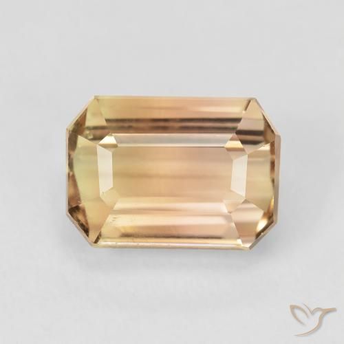 5.60ct Natural Light Peachy Golden Tourmaline, Emerald Cut, SI