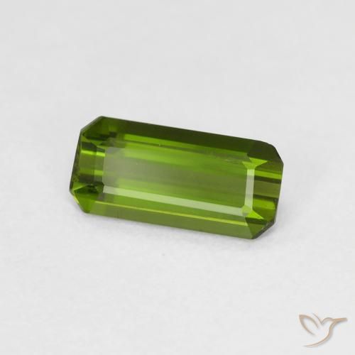 0.88 ct Green Tourmaline Stone, Natural Tourmaline in Octagon Step Cut Shape for Sale