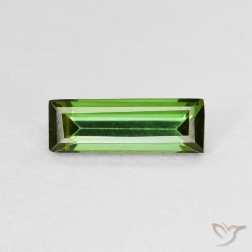 0.72 ct Green Tourmaline Gemstone, Tourmaline Gem in Baguette Facet Shape for Sale.