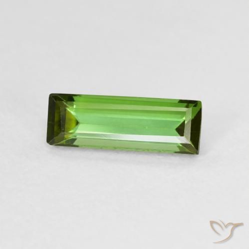 0.72 ct Green Tourmaline Stone, Natural Tourmaline in Baguette Facet Shape for Sale