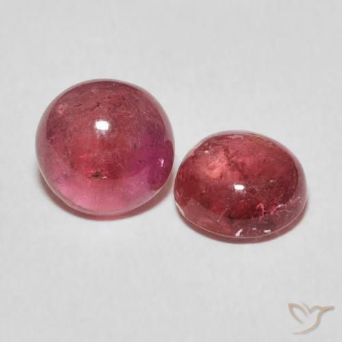 2.61 ctw Pink Tourmaline Stones, Natural Tourmaline in Round Cabochon Shape for Sale