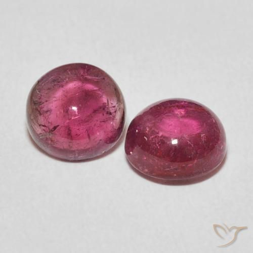 2.74 ctw Pink Tourmaline Stones, Natural Tourmaline in Round Cabochon Shape for Sale