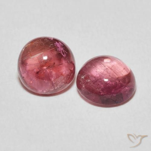 2.62 ctw Pink Tourmaline Stones, Natural Tourmaline in Round Cabochon Shape for Sale