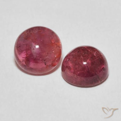 2.80 ctw Pink Tourmaline Stones, Natural Tourmaline in Round Cabochon Shape for Sale