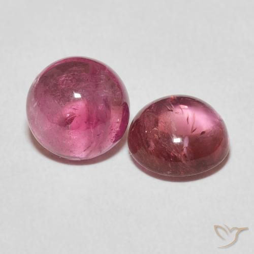 3.76 ctw Pink Tourmaline Stones, Natural Tourmaline in Round Cabochon Shape for Sale