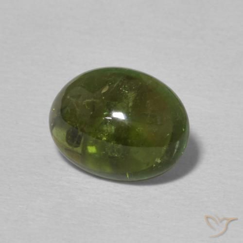1.75 ct Green Tourmaline Stone, Natural Tourmaline in Oval Cabochon Shape for Sale
