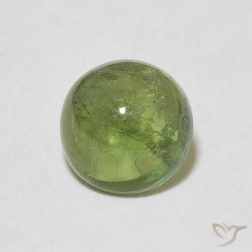 1.03 ct Green Tourmaline Stone, Natural Tourmaline in Round Cabochon Shape for Sale