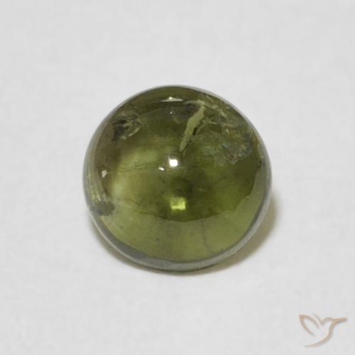 0.82ct Natural Warm Green Tourmaline, Round, Transparent