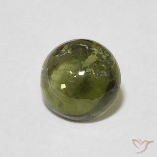 0.82 ct Green Tourmaline Stone, Natural Tourmaline in Round Cabochon Shape for Sale