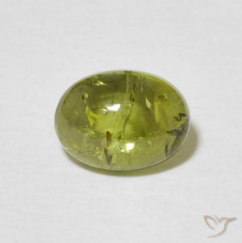 1.41 ct Green Tourmaline Gemstone, Tourmaline Gem in Oval Cabochon Shape for Sale.