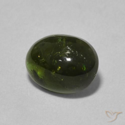1.51 ct Green Tourmaline Stone, Natural Tourmaline in Oval Cabochon Shape for Sale