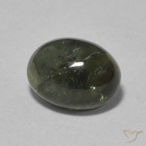 1.75 ct Green Tourmaline Stone, Natural Tourmaline in Oval Cabochon Shape for Sale