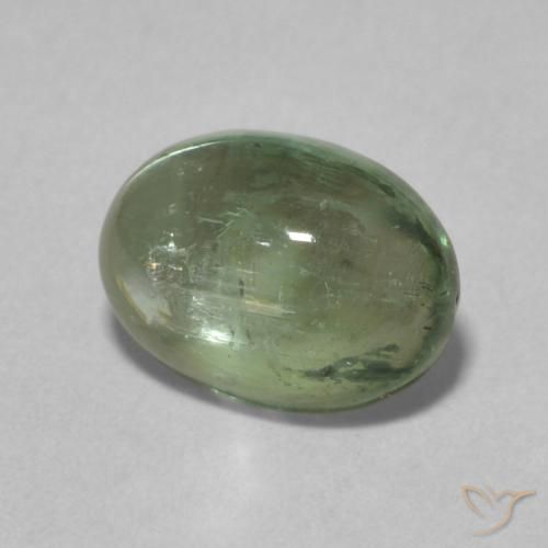 1.39 ct Green Tourmaline Stone, Natural Tourmaline in Oval Cabochon Shape for Sale