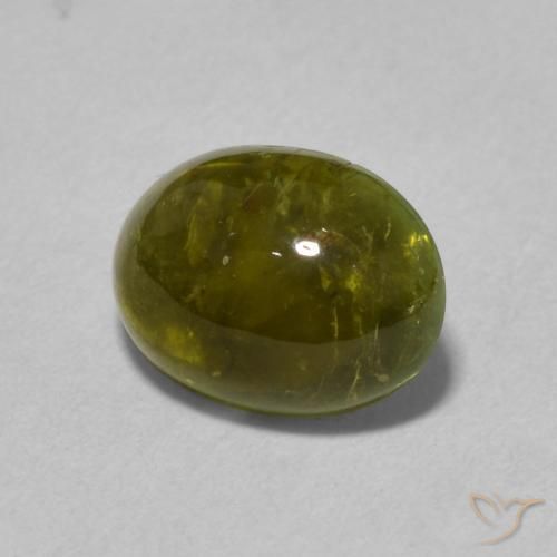 1.31 ct Green Tourmaline Stone, Natural Tourmaline in Oval Cabochon Shape for Sale
