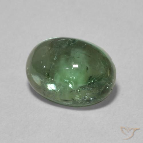 1.49 ct Green Tourmaline Stone, Natural Tourmaline in Oval Cabochon Shape for Sale
