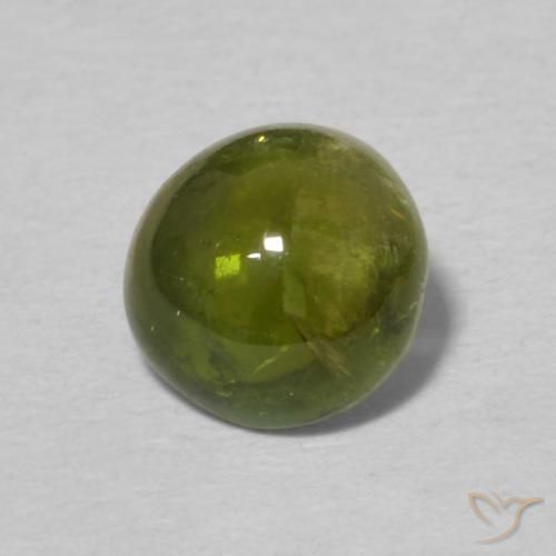 0.95 ct Green Tourmaline Stone, Natural Tourmaline in Round Cabochon Shape for Sale
