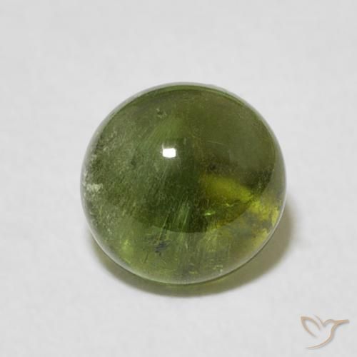 1.61 ct Green Tourmaline Stone, Natural Tourmaline in Round Cabochon Shape for Sale