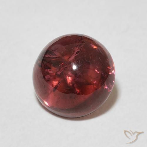 1.53 ct Red Tourmaline Stone, Natural Tourmaline in Round Cabochon Shape for Sale