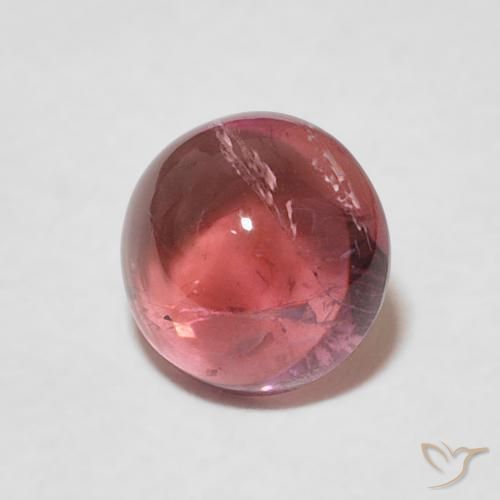 1.35 ct Red Tourmaline Stone, Natural Tourmaline in Round Cabochon Shape for Sale