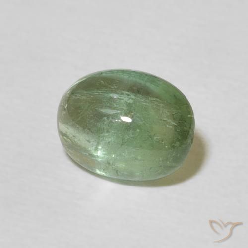 1.74 ct Green Tourmaline Stone, Natural Tourmaline in Oval Cabochon Shape for Sale