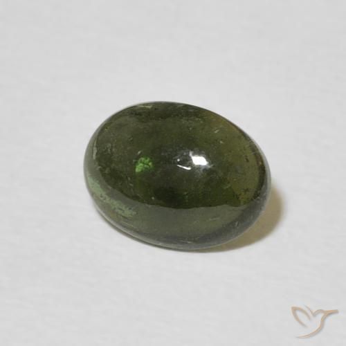 1.16 ct Green Tourmaline Stone, Natural Tourmaline in Oval Cabochon Shape for Sale