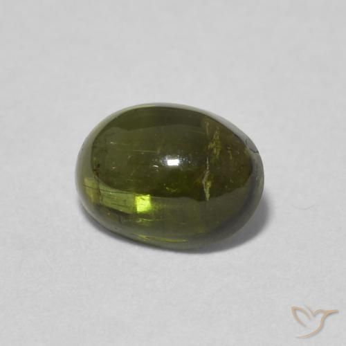 1.37 ct Green Tourmaline Stone, Natural Tourmaline in Oval Cabochon Shape for Sale
