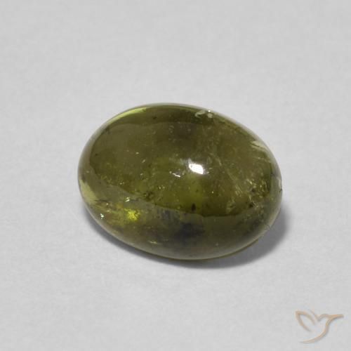 1.48 ct Green Tourmaline Stone, Natural Tourmaline in Oval Cabochon Shape for Sale