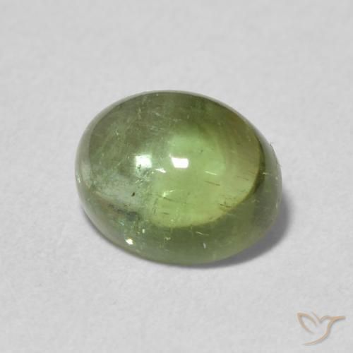 1.41 ct Green Tourmaline Stone, Natural Tourmaline in Oval Cabochon Shape for Sale