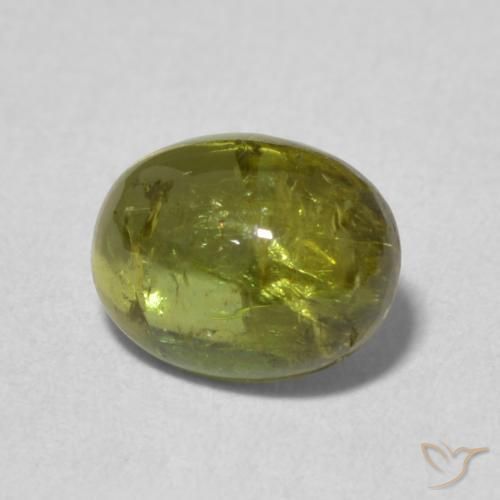 1.42 ct Green Tourmaline Stone, Natural Tourmaline in Oval Cabochon Shape for Sale