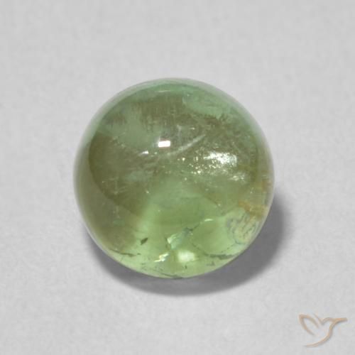 1.35 ct Green Tourmaline Gemstone, Tourmaline Gem in Round Cabochon Shape for Sale.