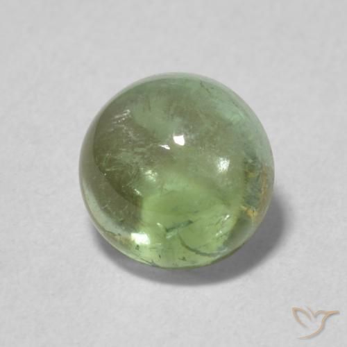 1.35 ct Green Tourmaline Stone, Natural Tourmaline in Round Cabochon Shape for Sale