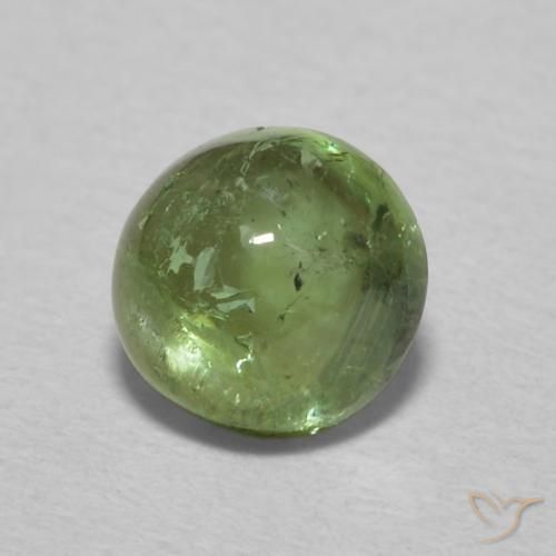 0.85 ct Green Tourmaline Stone, Natural Tourmaline in Round Cabochon Shape for Sale