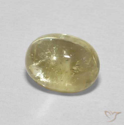 1.57 ct Yellow Tourmaline Stone, Natural Tourmaline in Oval Cabochon Shape for Sale
