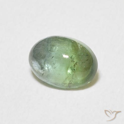 0.69 ct Green Tourmaline Stone, Natural Tourmaline in Oval Cabochon Shape for Sale