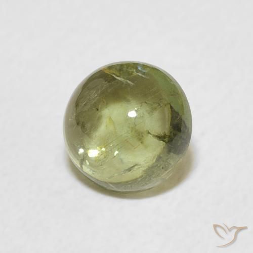 0.89 ct Green Tourmaline Stone, Natural Tourmaline in Round Cabochon Shape for Sale