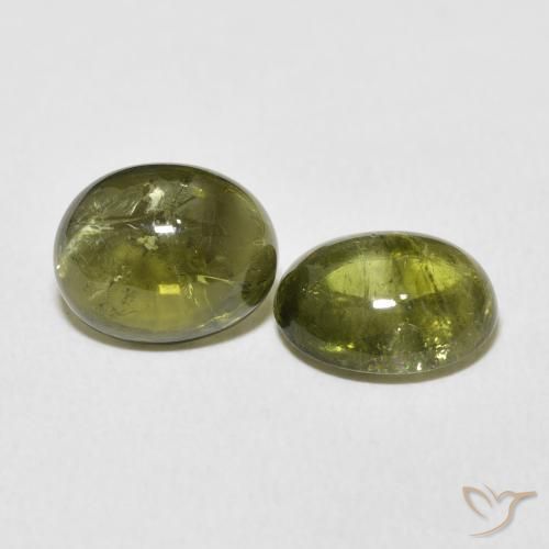 6.25 ctw Green Tourmaline Stones, Natural Tourmaline in Oval Cabochon Shape for Sale