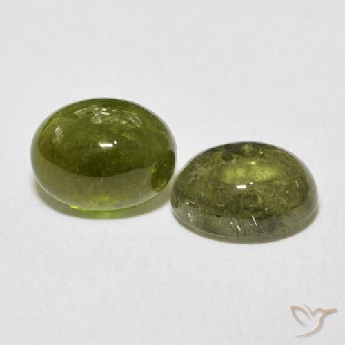 4.51 ctw Green Tourmaline Stones, Natural Tourmaline in Oval Cabochon Shape for Sale