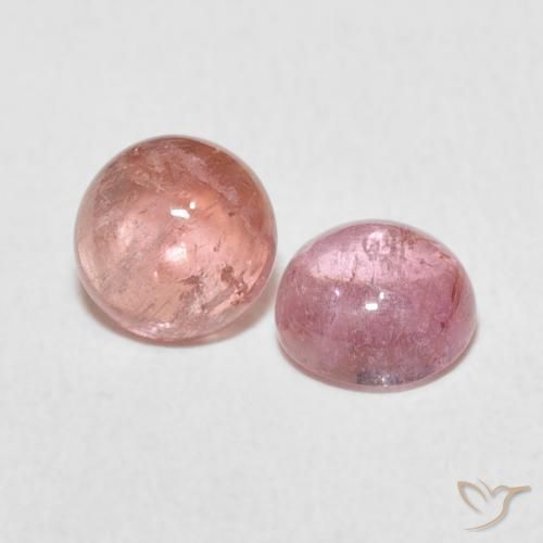 2.18 ctw Pink Tourmaline Stones, Natural Tourmaline in Round Cabochon Shape for Sale