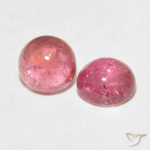 2.64 ctw Pink Tourmaline Stones, Natural Tourmaline in Round Cabochon Shape for Sale