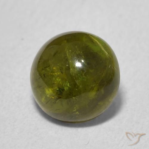 1.54 ct Green Tourmaline Stone, Natural Tourmaline in Round Cabochon Shape for Sale