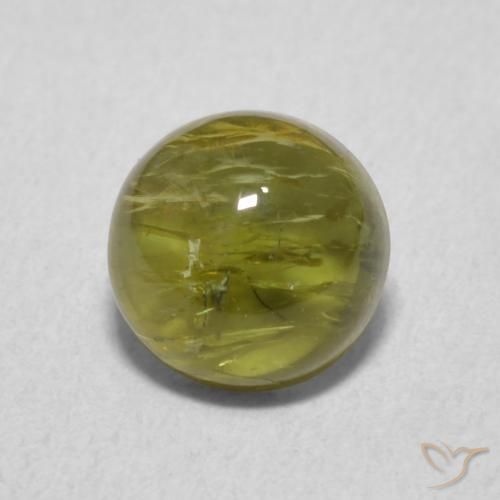 1.18 ct Green Tourmaline Stone, Natural Tourmaline in Round Cabochon Shape for Sale