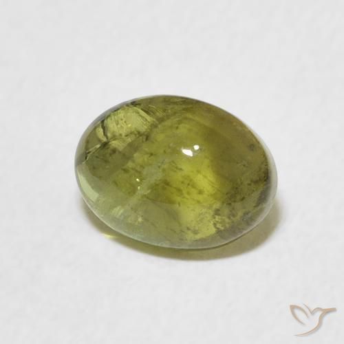 1.37 ct Green Tourmaline Stone, Natural Tourmaline in Oval Cabochon Shape for Sale