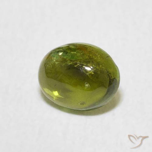 0.73 ct Green Tourmaline Stone, Natural Tourmaline in Oval Cabochon Shape for Sale
