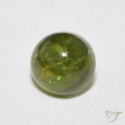 1.49 ct Green Tourmaline Stone, Natural Tourmaline in Round Cabochon Shape for Sale